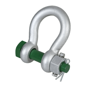 Green Pin® Standard Bow Shackle with Fixed Nut Safety Pin – GPSABFN, Grade 6 High-Tensile Steel Lifting Shackle